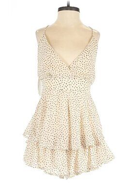 Princess Polly Beige Spotted Mini Dress (Built in shorts)- Size 0